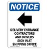 Signmission OSHA Sign, 10" H, Rigid Plastic, Delivery Entrance Sign With Symbol, Portrait, V-10969 OS-NS-P-710-V-10969